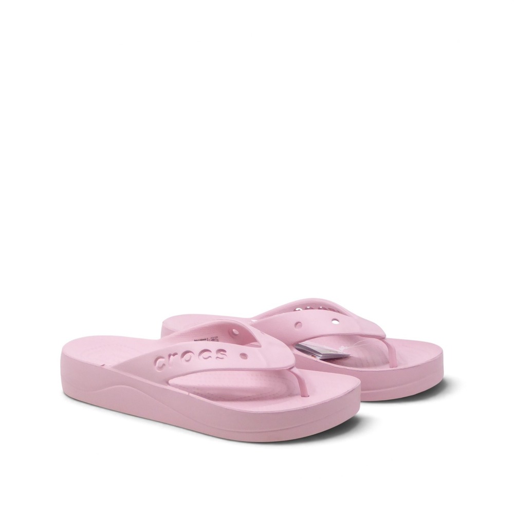 NEW Crocs Womens Baya Platform Flip Flop Pink Sandals 208395-606 Size 10